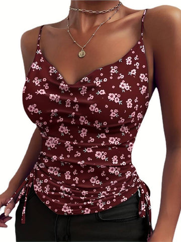 Top à Cordon Latéral Imprimé Floral