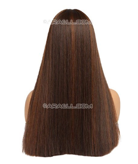 Perruque synthétique lisse avec frange